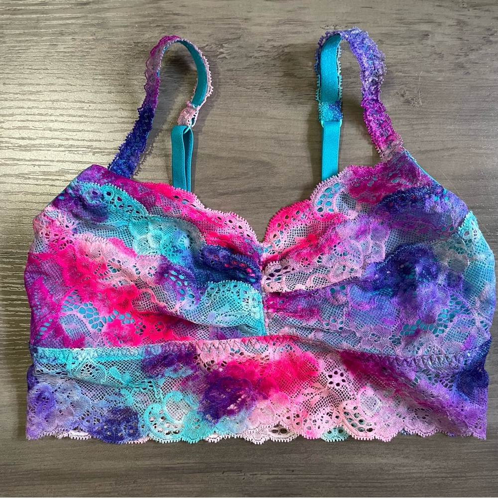PINK Victoria's Secret Pink and Blue Lace Bralette